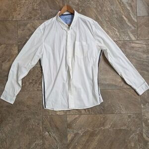 s.Oliver XXL Slim Fit White Button Down Long Sleeve Mens Shirt‎ Casual